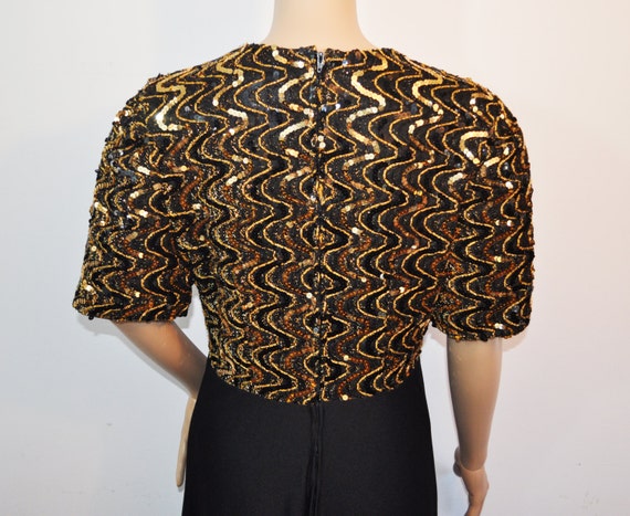 Vintage 1980s gold and black sequin bodice black … - image 3