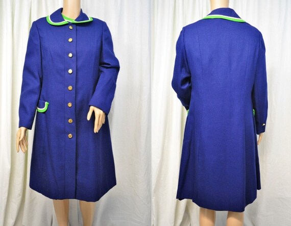 Vintage 1960s Rona navy blue with green and white… - image 4