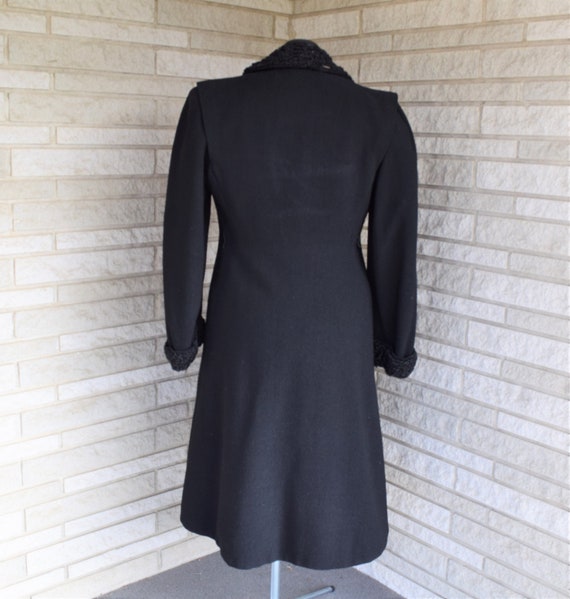 Vintage 1940s black wool crepe coat with Persian … - image 4