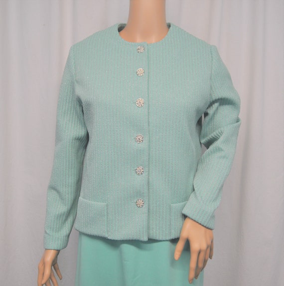 Vintage 1960s 1970s Leslie Faye doubleknit sleeve… - image 7