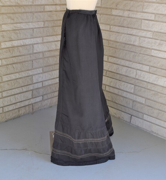 Vintage 1900s 1910s Edwardian  black cotton long … - image 2
