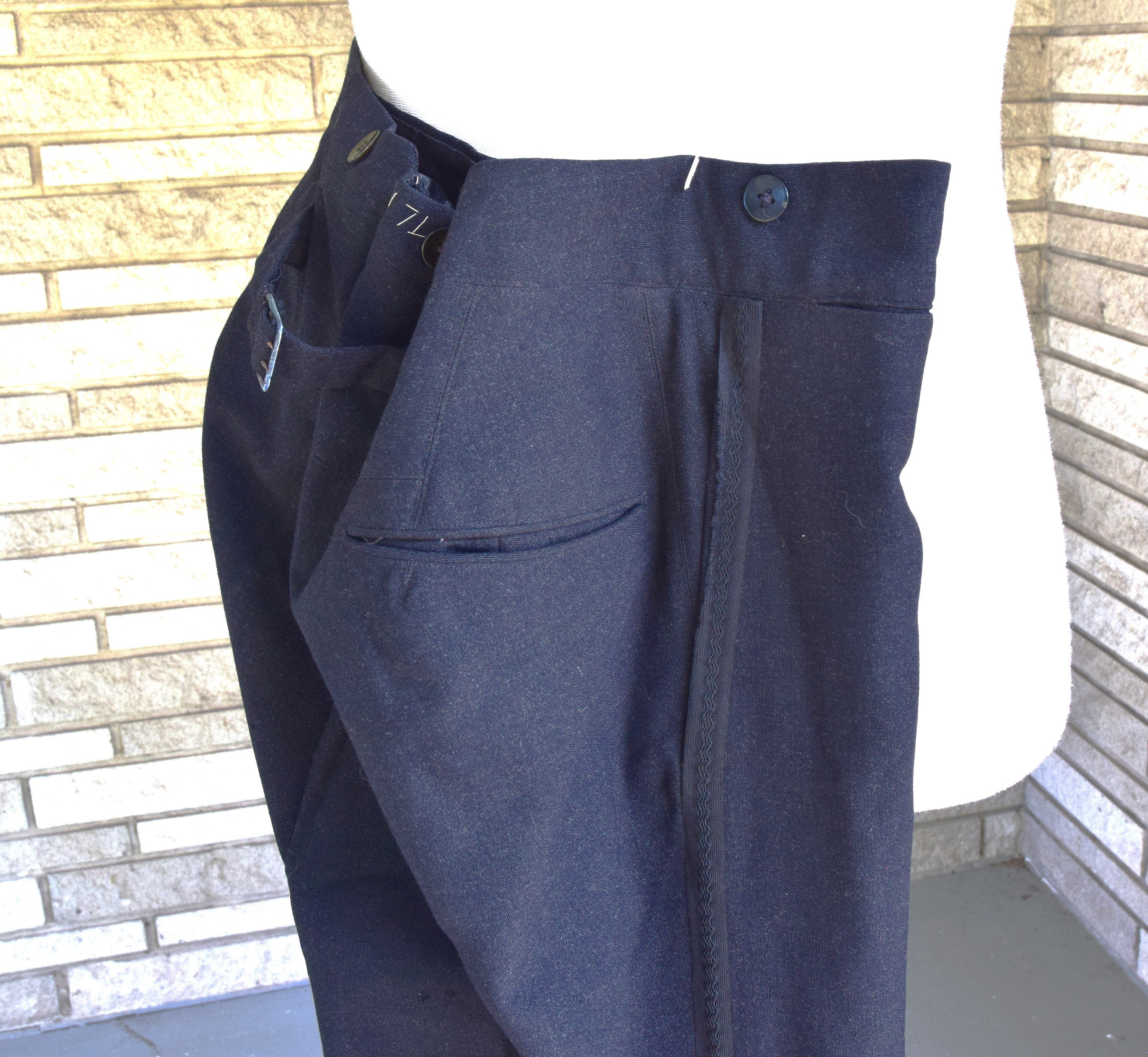 【50s】Vintage Wool 2tuck Trousers Navy Vintage 50's GABARDINE Trousers Wool ROCKABILLY Dress Pants