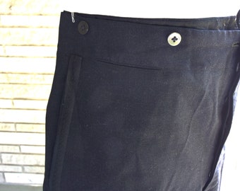 Vintage 1940s 1950s BLACK Wool Tuxedo Pants Trousers With Back