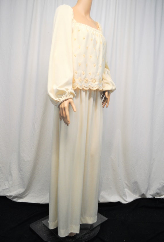 Vintage 1970s off white cream knit floor length m… - image 3