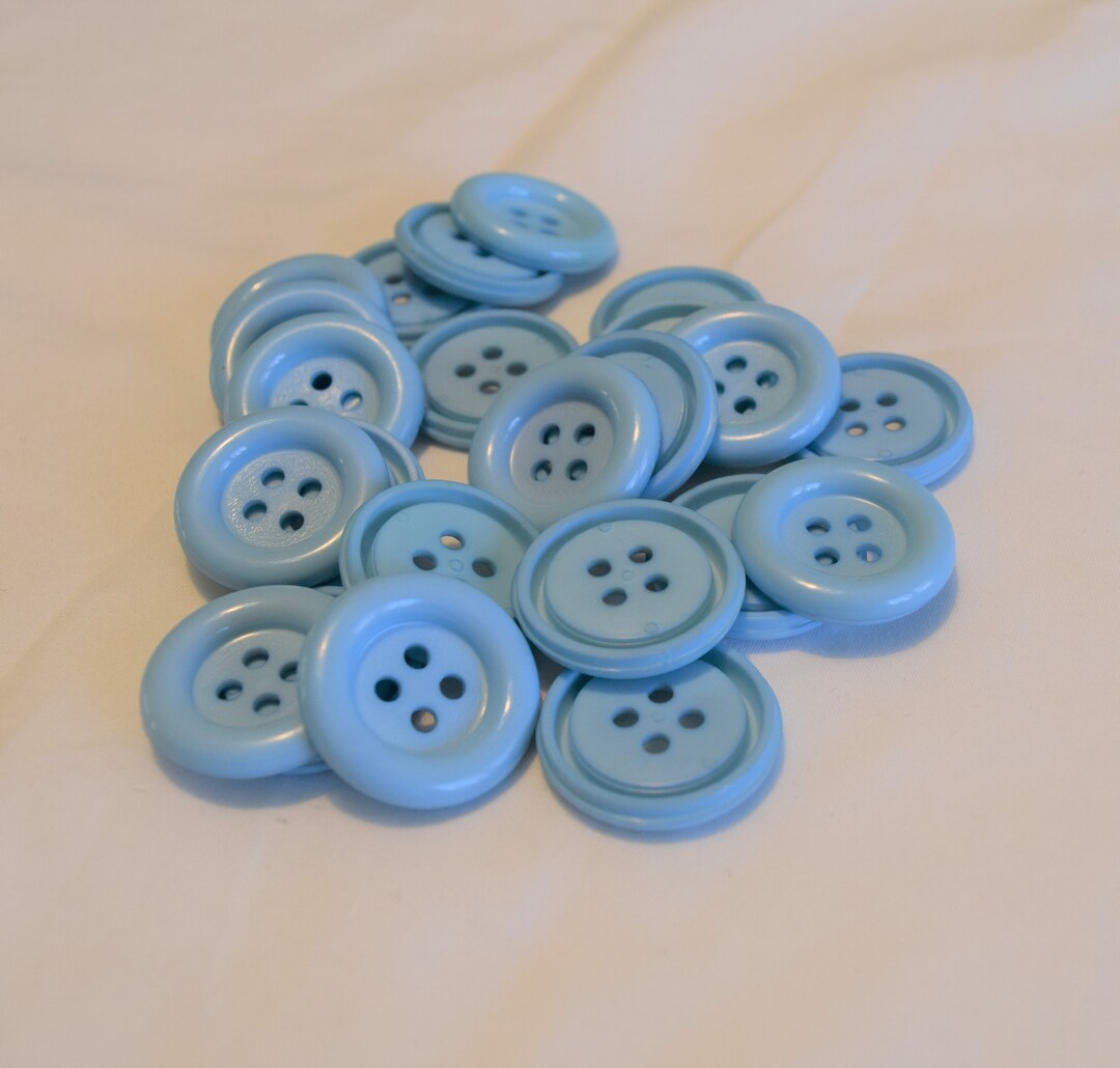 Large Blue Plastic Buttons - Sewing or Crafts - 4 Hole, Set of 23 ...