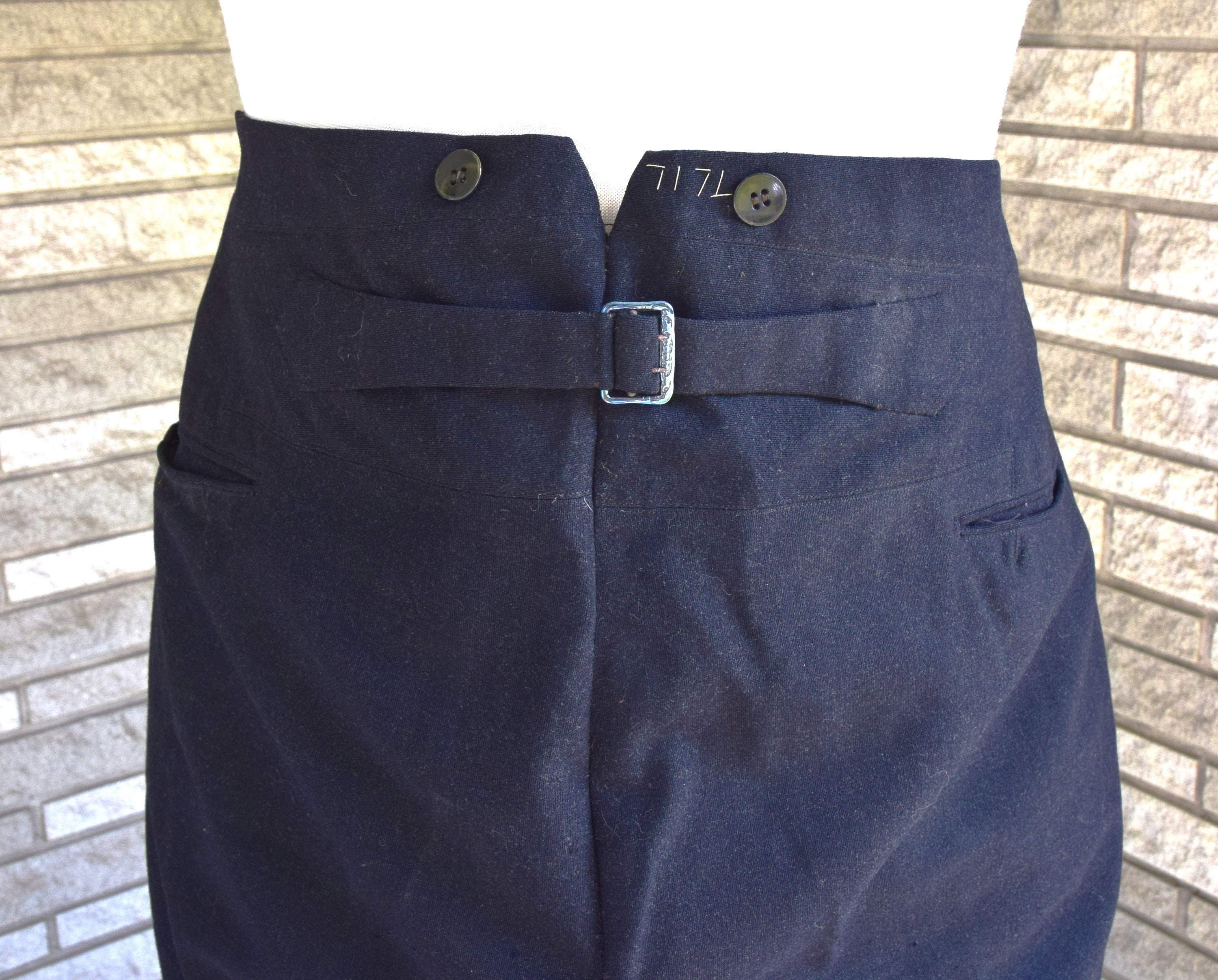 Vintage 1940s 1950s BLACK Wool Tuxedo Pants Trousers With