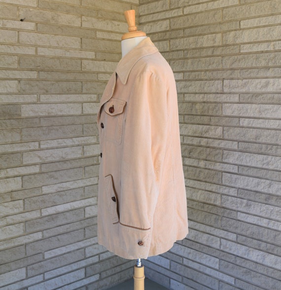 Vintage 1960s tan corduroy outerwear jacket with … - image 3