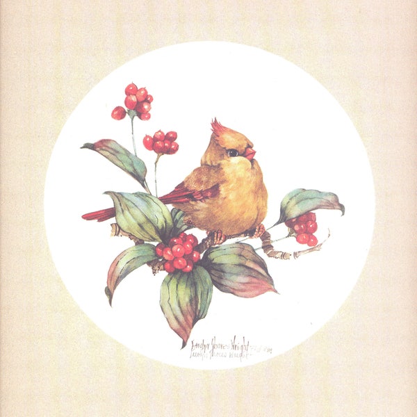 Female Cardinal 10 x 10 signed and numbered lithograph