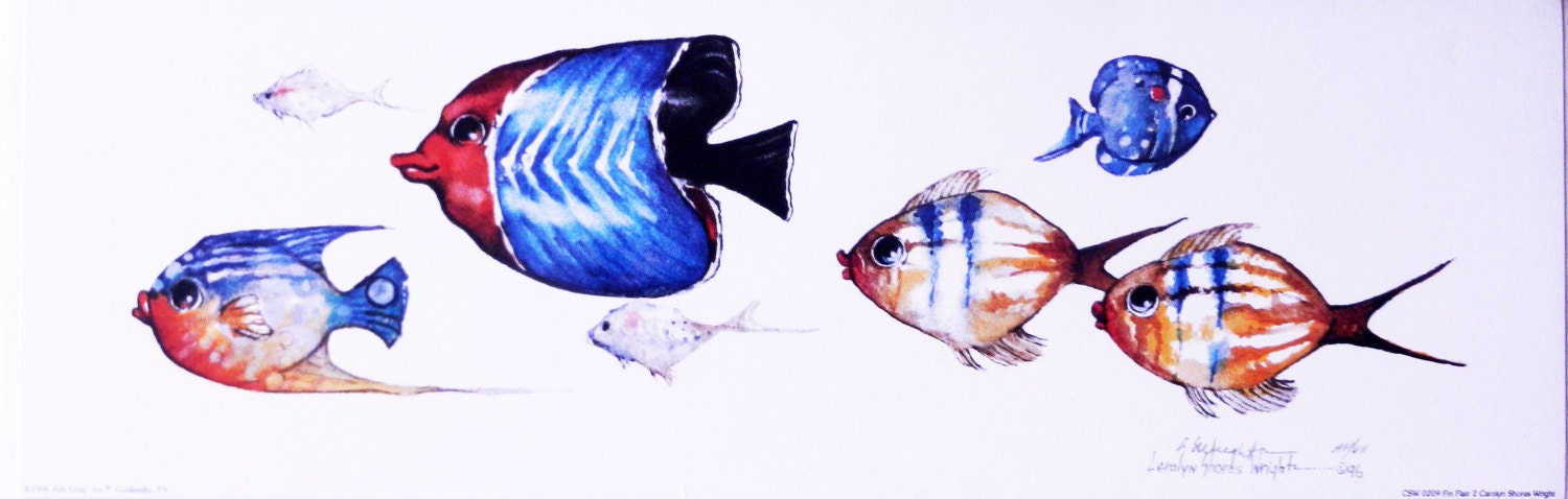 Fin Flair II 5 x 15 lithograph | Etsy