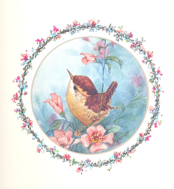 Cherub with Wren 9 x 7 lithograph