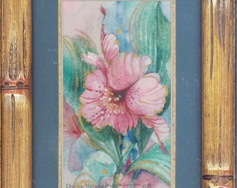 Oriental Flower 8.5 x 6.5 original watercolor