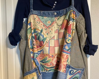 Women's up Cycled Shirt/tunic, Rustic Refashion, Tattered Re-style, Fun ...