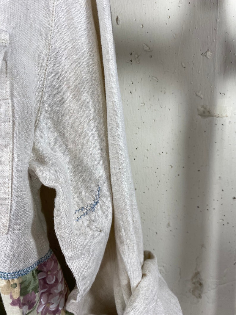 Womens up Cycle Linen Rustic Patchwork Shirtdress Etsy