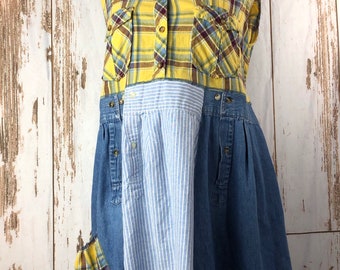 L Sleeveless Tunic/Shirtdress, Women's Up Cycled Clothing, Boho Style, Shabby Chic Tunic, Repurposed Denim, Unique Clothes to Live in