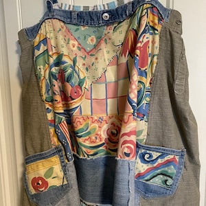 Women's XXL up Cycled Tunic, for Layering, Denim, Rustic, Fits Many ...