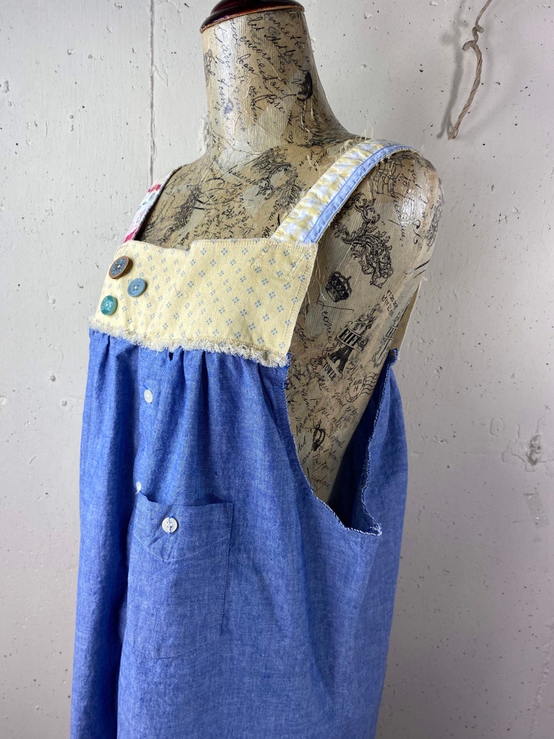Ladies Rustic Restyle Apron Style Jumper Tunic Denim Look up - Etsy