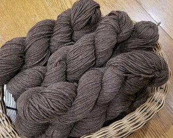 CVM Wool Yarn, Rare Breed, Natural Chocolate Brown, 3 ply Worsted,  200 Yard Skein