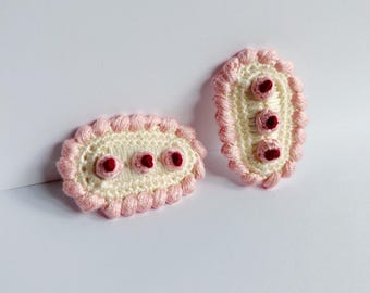 Handmade Crochet Hair Clip: vintage cake | coquette, Korean style, for babies, toddlers, girls, women