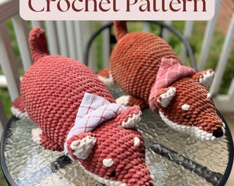 Low Sew Shiba Inu Dog Crochet PATTERN: Hugging Pillow (Digital Download)