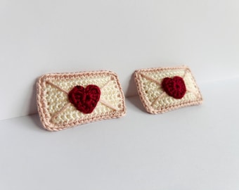 Handmade Crochet Hair Clips: Love Letter, Accessories for Babies Toddlers Kids Girls and Women, Coquette Cute Korean Style
