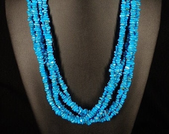 Navajo Sleeping Beauty Turquoise Sterling Silver Necklace, 5-Strand