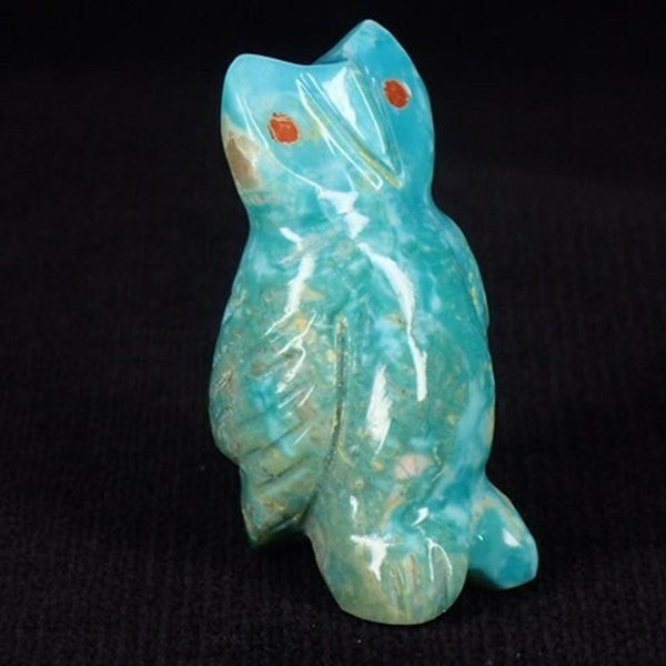 Zuni Fetishes Owl Bird Carving Turquoise Coral Eyes Evalena Boone Native American Artist