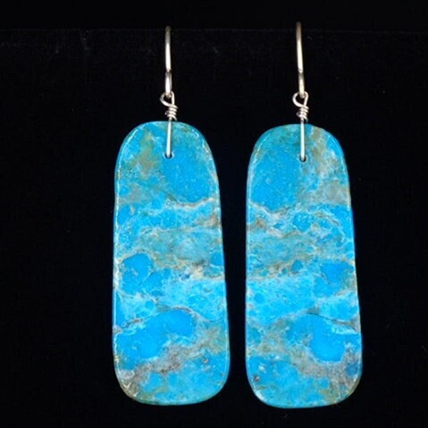 Turquoise Earrings Santo Domingo Long Dangle Drop Earrings Marcella Castillo Native American Artist - New