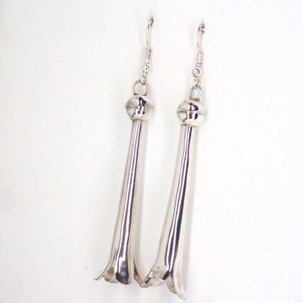 New! Navajo Jewelry Squash Blossom Earrings LONG Dangle Sterling Silver French Wire Doris Smallcanyon - Handmade
