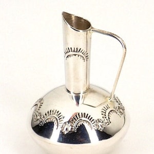 New! Navajo Jewelry Miniature (Large) Water Pitcher Vase Handcrafted Sterling Silver Navajo Artist Westley Whitman - Signed