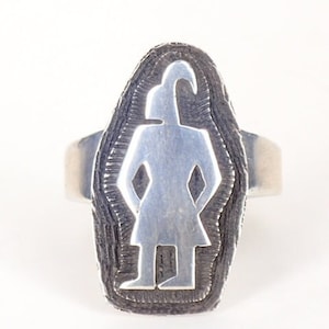Vintage Old Hopi Ring Bernard Dawahoya (1935 - 2010) Gorgeous Hopi Overlay Sterling Silver Signed - Size 7-1/2