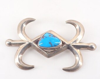 ヴィンテージ サンドキャスト スターリングシルバー ピン ターコイズ