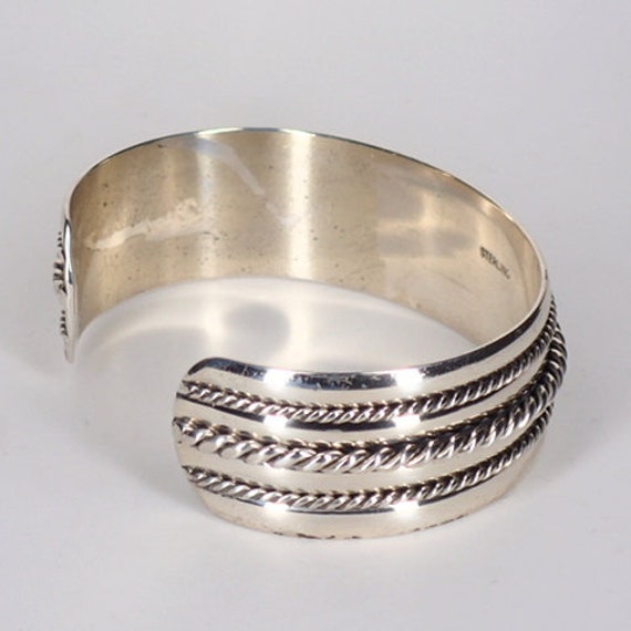 Vintage Old Silver Cuff Bracelet Sterling Silver … - image 5