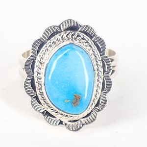 Turquoise Ring Navajo Sterling Silver - Size 8
