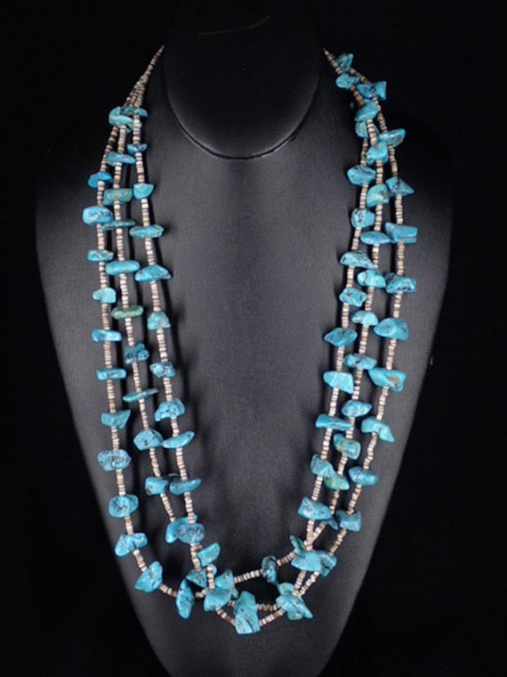 Nuggets Of Turquoise Vintage Native American Navajo Shell Necklace Old Nuggets Of Turquoise Vintage Native American Navajo Shell Necklace Old