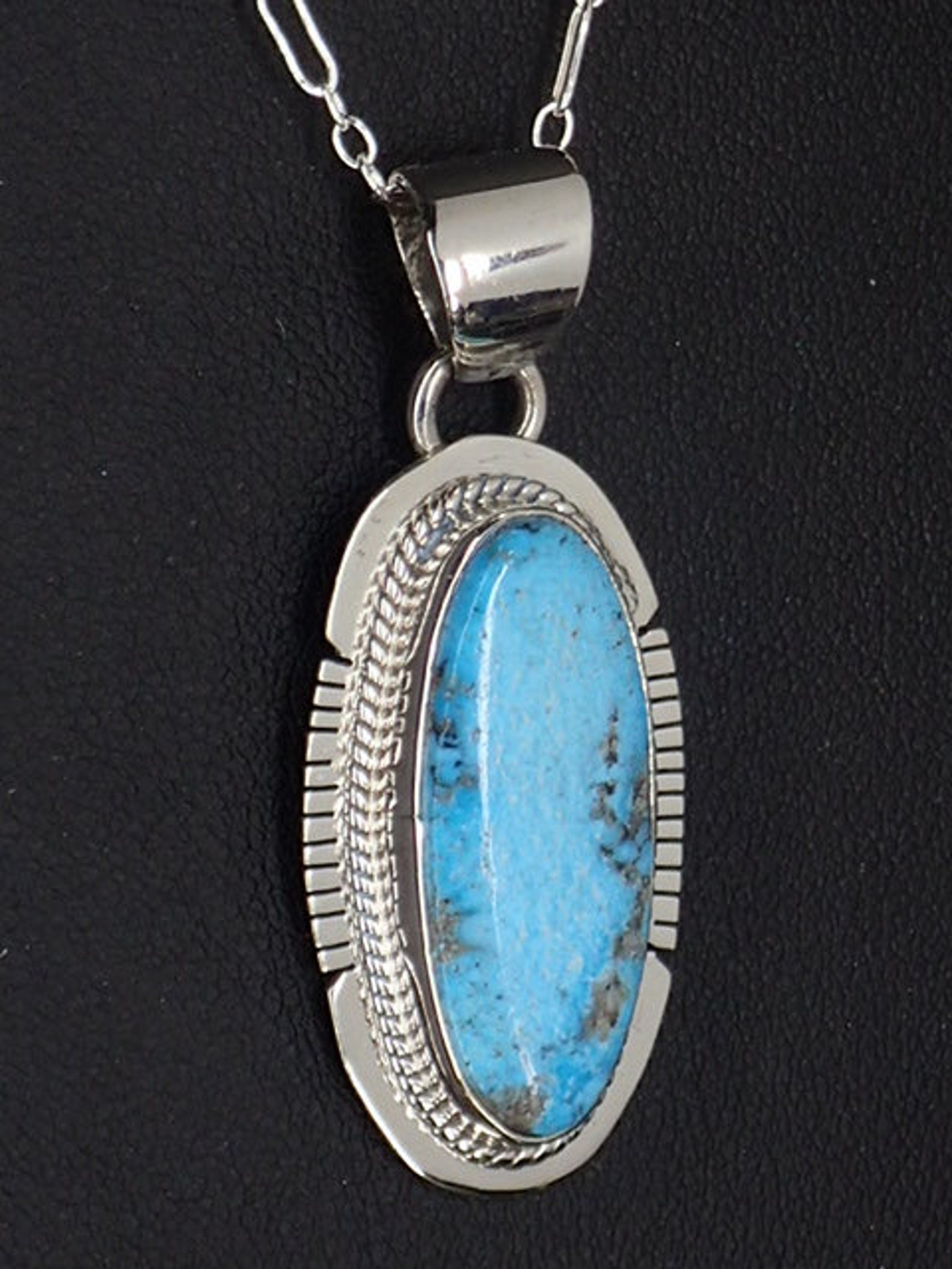 Navajo Kingman Turquoise Pendant – Sterling Silver Necklace, Native ...