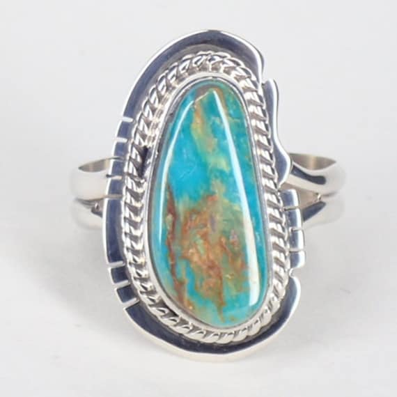 Marvelous Vintage Native American Navajo Pilot Mountain Turquoise Sterling Silver Butterfly Ring Marvelous Vintage Native American Navajo Pilot Mountain Turquoise Sterling Silver Butterfly Ring