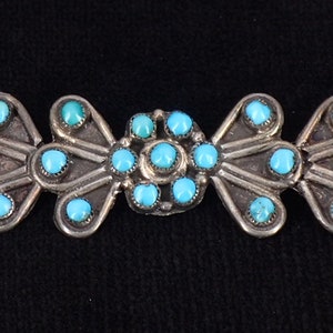 Vintage Zuni Petit Point Türkis Anstecknadel: Sterling Silber Bauernschmuck