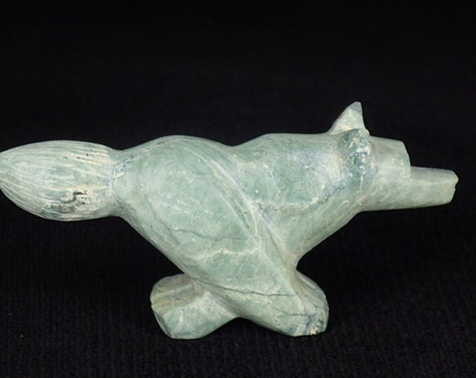 Zuni Fetish Carving Serpentine Running Wolf by Ernie Mackel Native