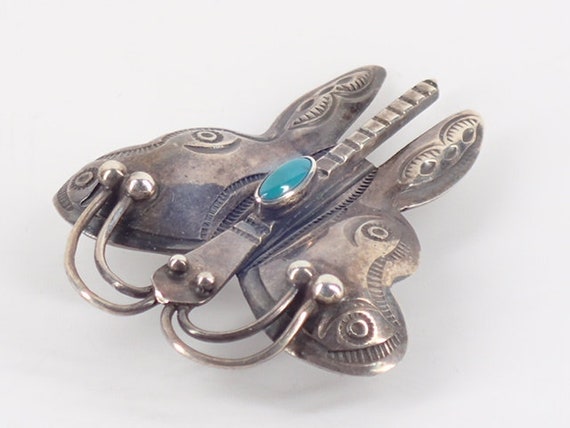Vintage Old Navajo Sterling Silver Butterfly Pin … - image 7