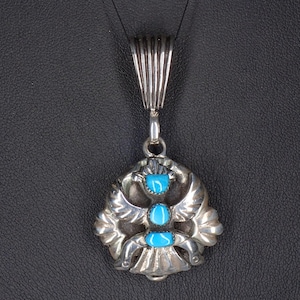 Horace Iule Vintage Zuni Pendant Knife-Wing Turquoise Sterling Silver