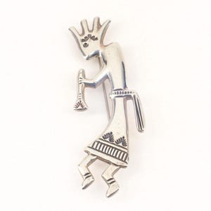 Vintage Pin Large Kokopelli Sterling Silver Sandcast Navajo Jewelry Old Pawn Flute Player New Mexico