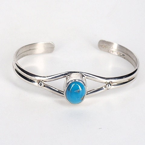6.5' Wrist Lee Family Vintage Navajo Turquoise Sterling Silver Bracelet 6.5' Wrist Lee Family Vintage Navajo Turquoise Sterling Silver Bracelet