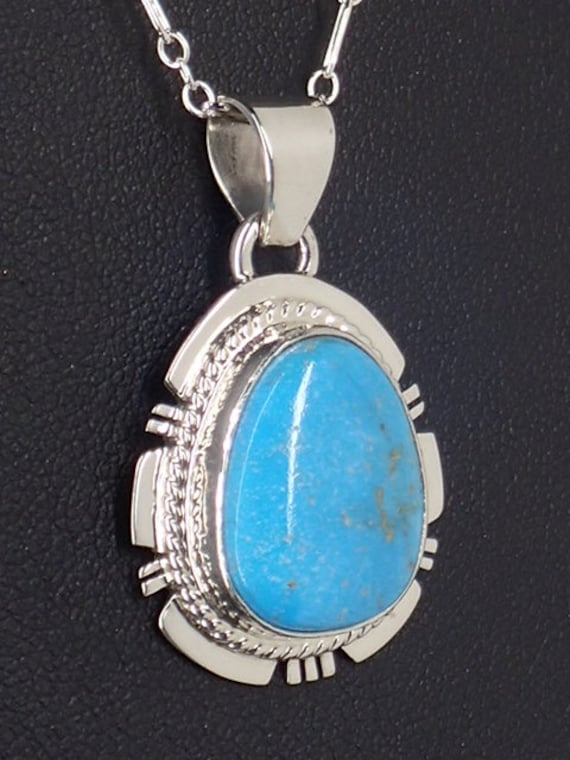 Larson Lee Native American Navajo Sonoran Turquoise Sterling Silver Bracelet Larson Lee Native American Navajo Sonoran Turquoise Sterling Silver Bracelet