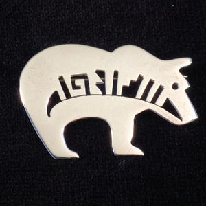 Vintage Old Hopi Bear Pin Sterling Silver Anderson Koinva Signed