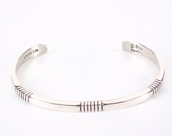 New! Jonathan Nez Sterling Silver Navajo Cuff Bracelet #2 Native American Art Handmade Solid Silver Classic Design