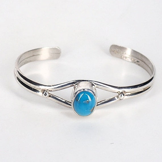 6.5' Wrist Lee Family Vintage Navajo Turquoise Sterling Silver Bracelet 6.5' Wrist Lee Family Vintage Navajo Turquoise Sterling Silver Bracelet