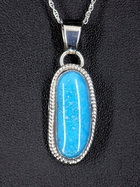 Gorgeous Native American Navajo Kingman Turquoise Sterling Silver Necklace J. Piaso Gorgeous Native American Navajo Kingman Turquoise Sterling Silver Necklace J. Piaso