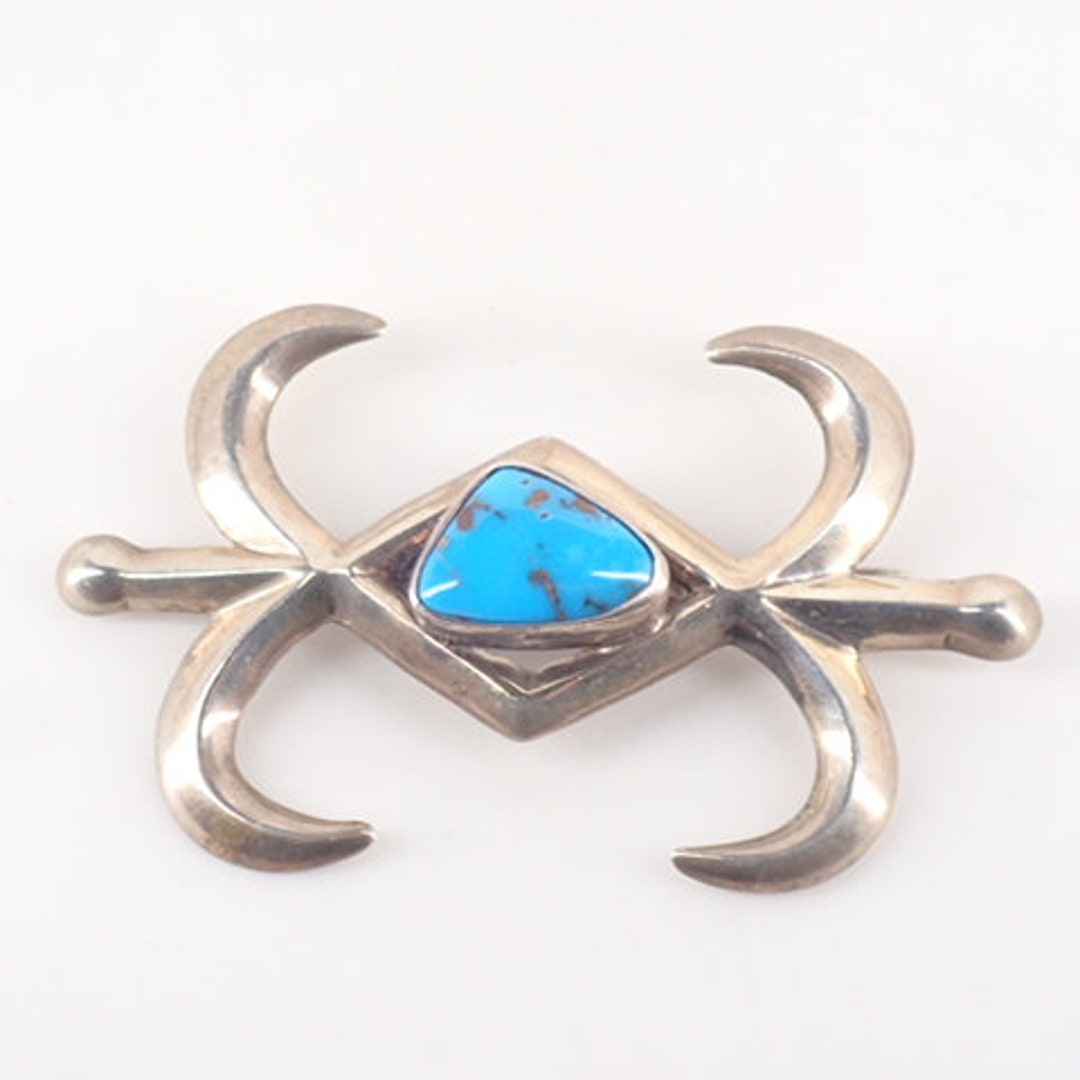 ヴィンテージ サンドキャスト スターリングシルバー ピン ターコイズ