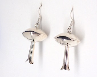Navajo Jewelry Sterling Silver Squash Blossom Dangle French Wire Earrings Juan Begay Jr.