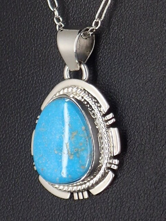 Larson Lee Native American Navajo Sonoran Turquoise Sterling Silver Bracelet Larson Lee Native American Navajo Sonoran Turquoise Sterling Silver Bracelet